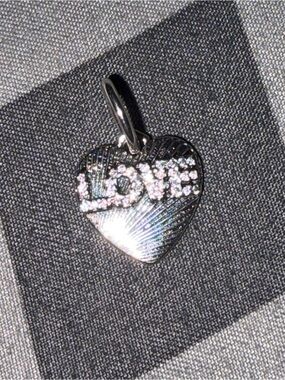 Pandora Silver Heart Charm with Pavé 'LOVE' Accent